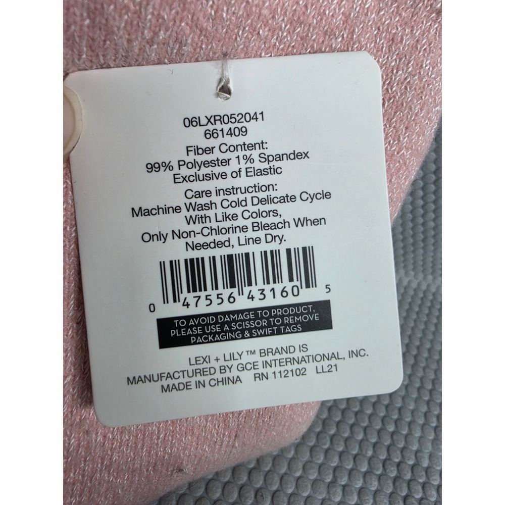 Lexi + Lily Womens Full Cushion Crew Socks Pink White Striped Shoe Size 4-10 NEW - Picture 2 of 3
